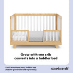 Beckett crib natural with white toddler bed conversion callout
