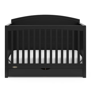 Convertible black crib front view