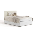 Sasha frosted oat crib with drawer converted to full-size bed