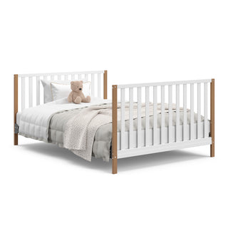 White with driftwood crib in full-size bed with headboard and footboard conversion
