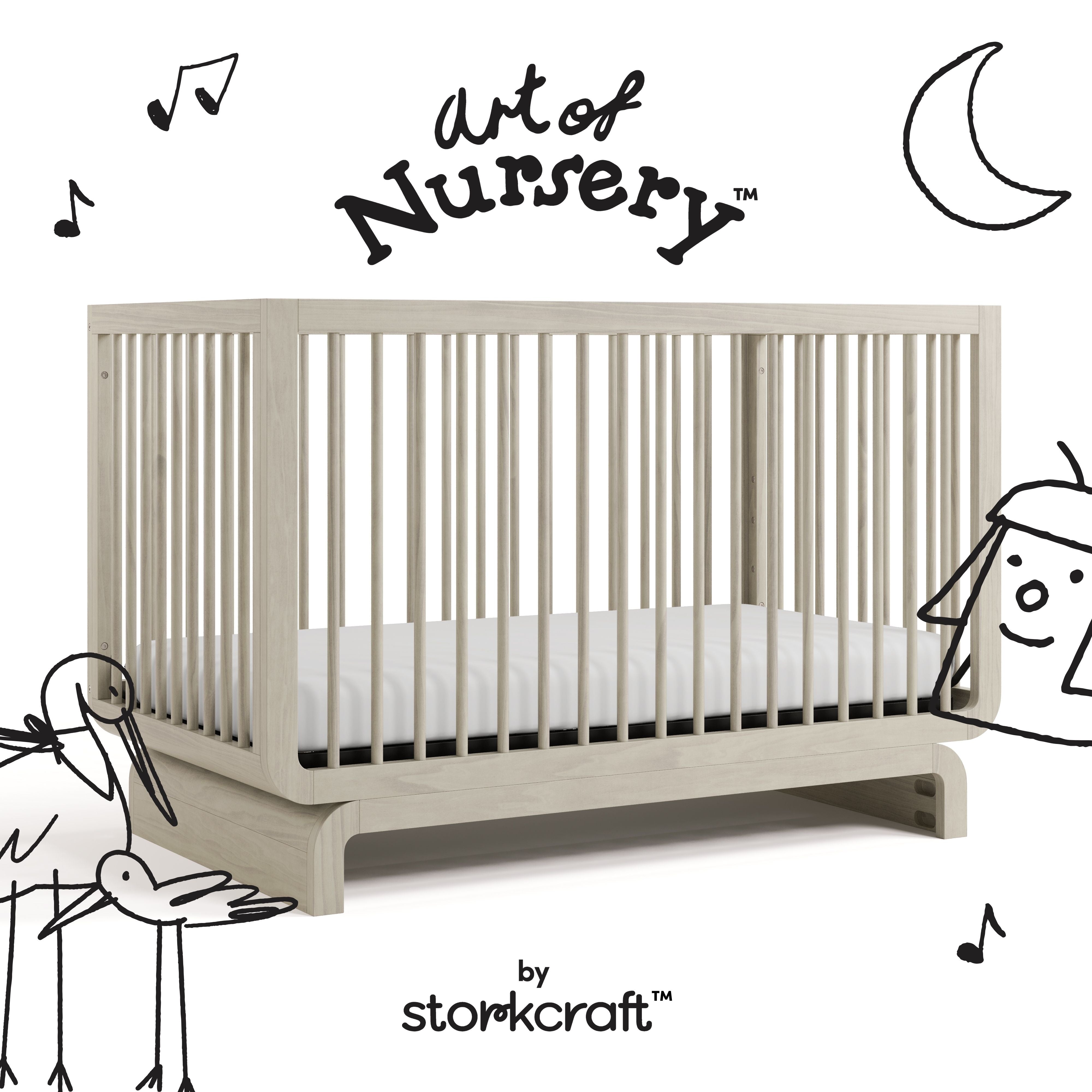 Storkcraft Santorini Convertible Crib in London Fog callout image
