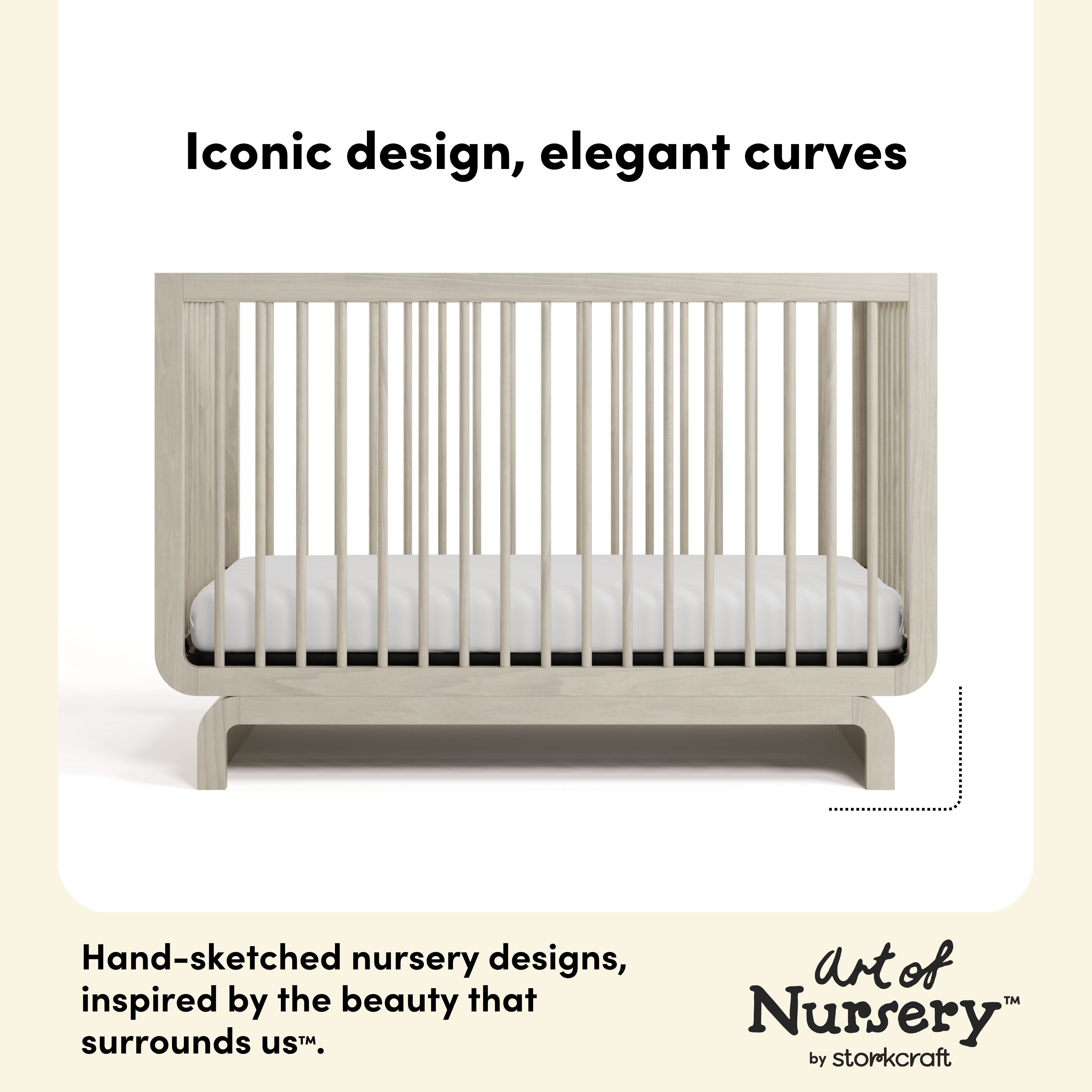 Storkcraft Santorini Convertible Crib in London Fog callout image