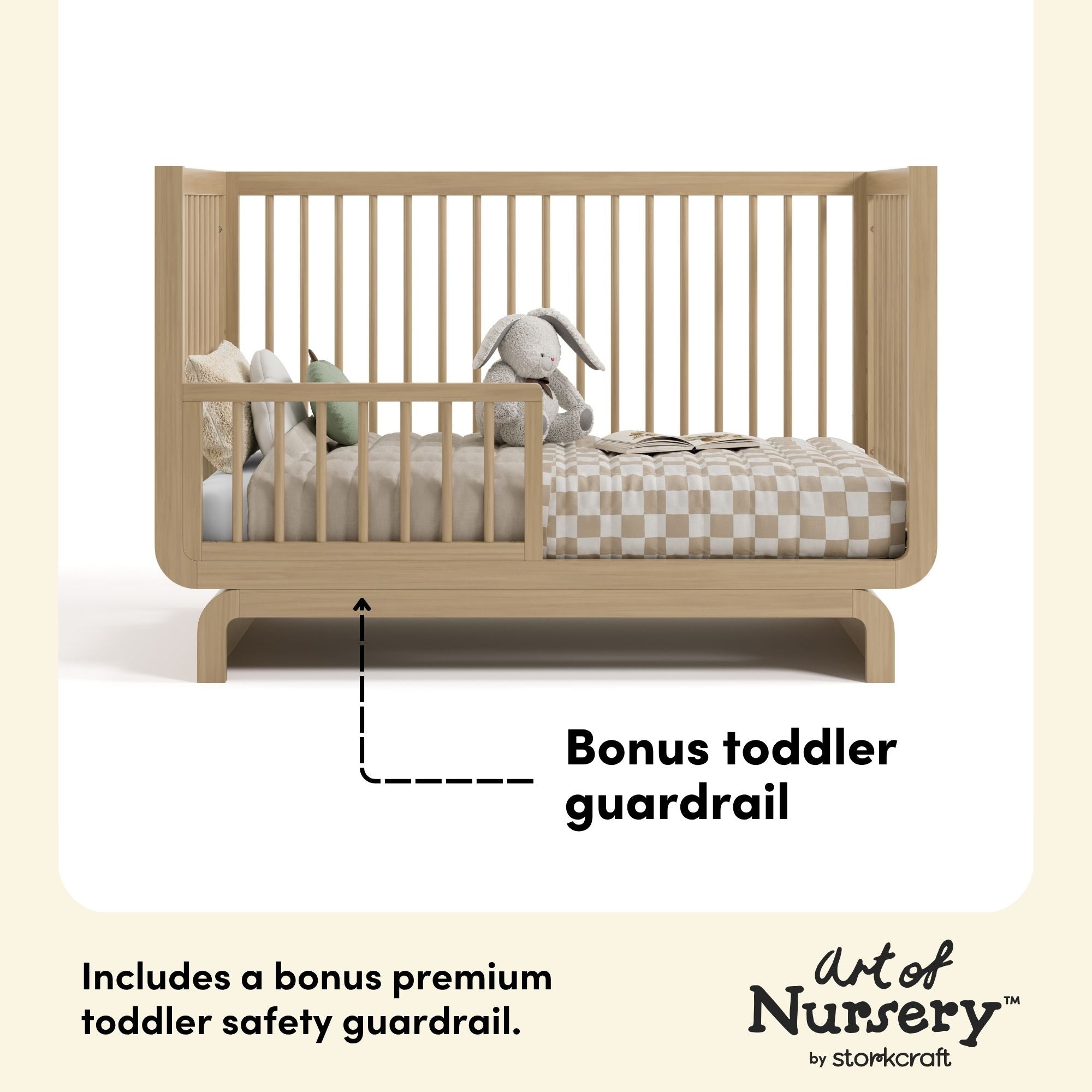 Santorini driftwood crib toddler guardrail callout