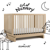 Santorini driftwood crib with black doodles overlaid on image