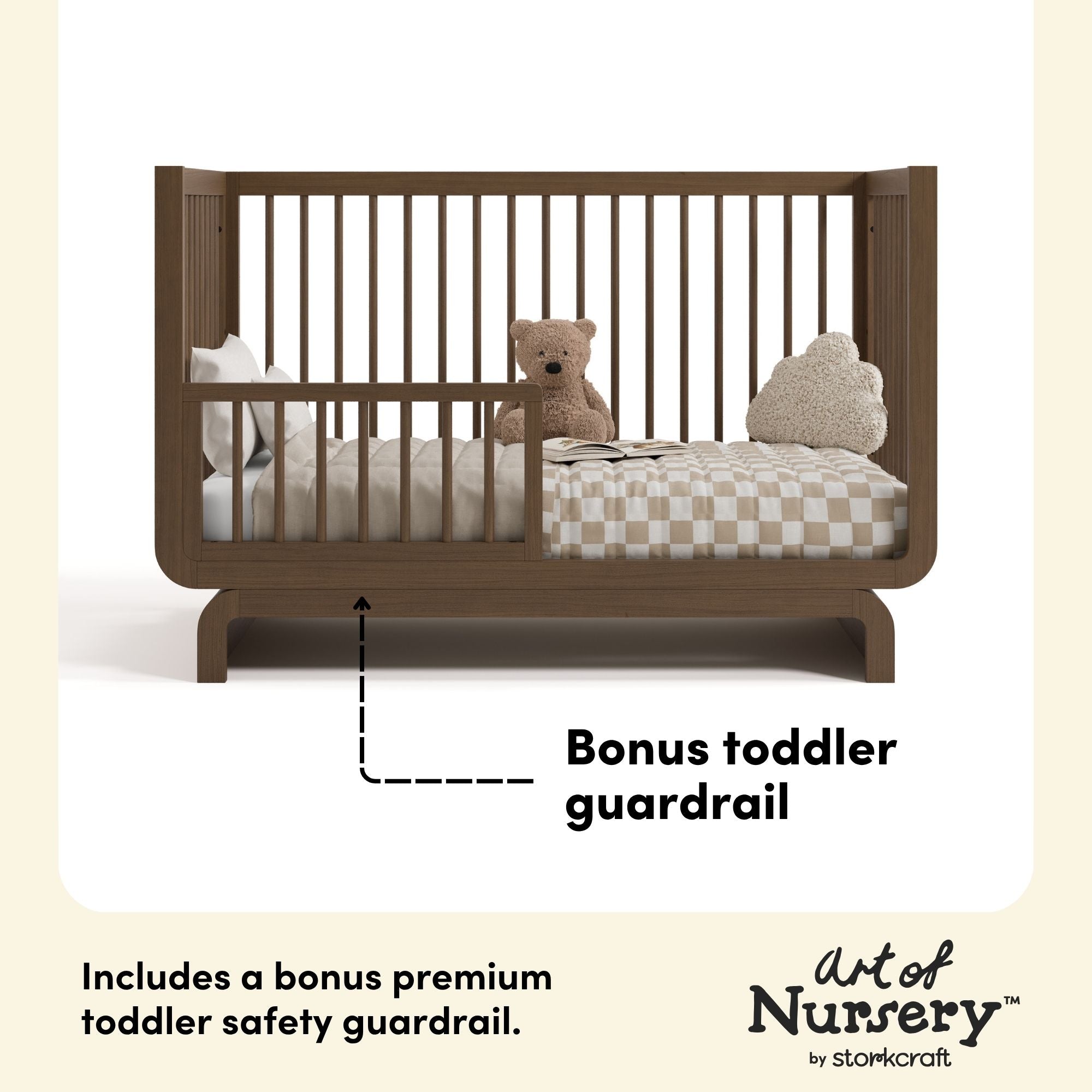 Santorini hazelnut crib toddler guardrail callout