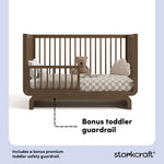 Santorini hazelnut crib bonus toddler guardrail callout