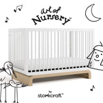 Santorini white with driftwood crib with black doodles overlaid on image