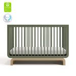 Santorini olive with driftwood crib with GGG and PTPA logos on top left