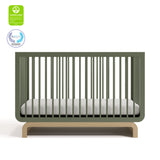 Santorini olive with driftwood crib with GGG and PTPA logos on top left