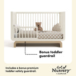 Santorini frosted oat with driftwood crib toddler guardrail callout