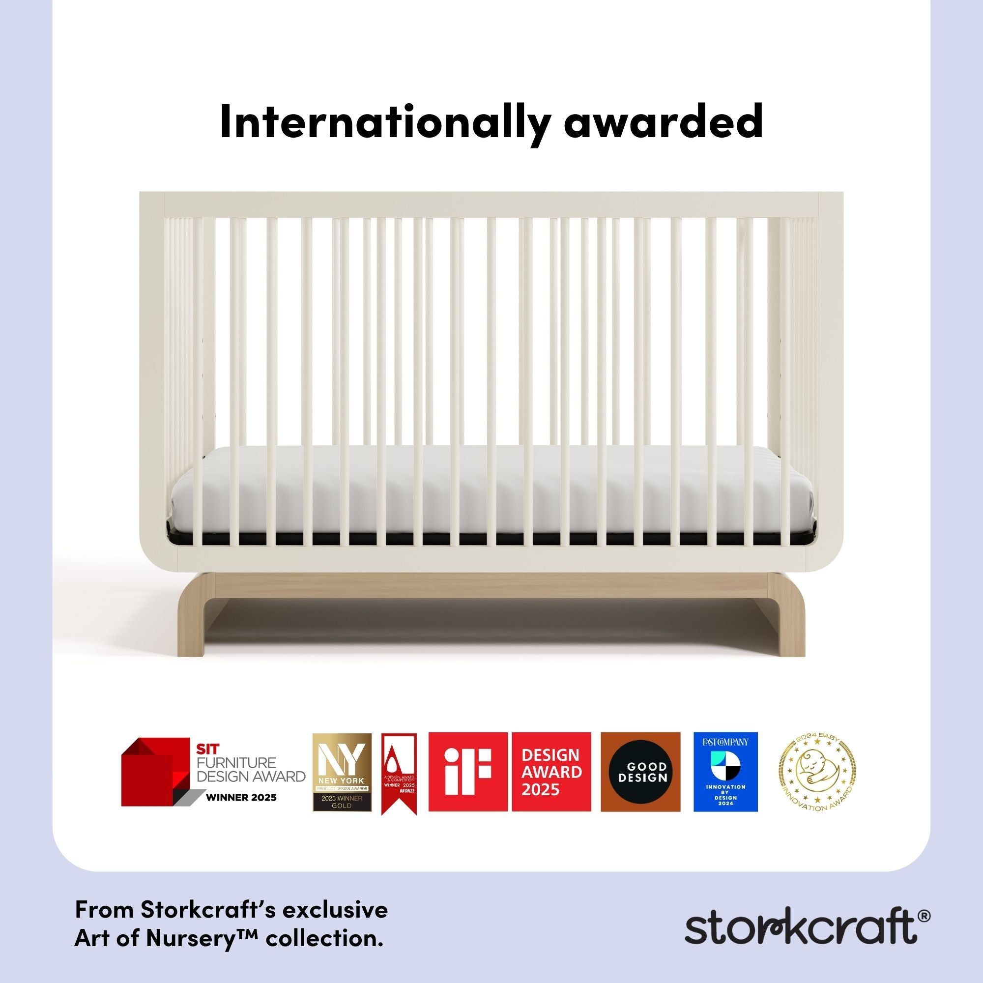 santorini frosted oat with driftwood crib with award logos on bottom