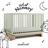 Santorini sage with driftwood crib with black doodles overlaid on image