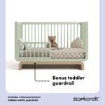 Santorini sage with driftwood crib bonus toddler guardrail callout