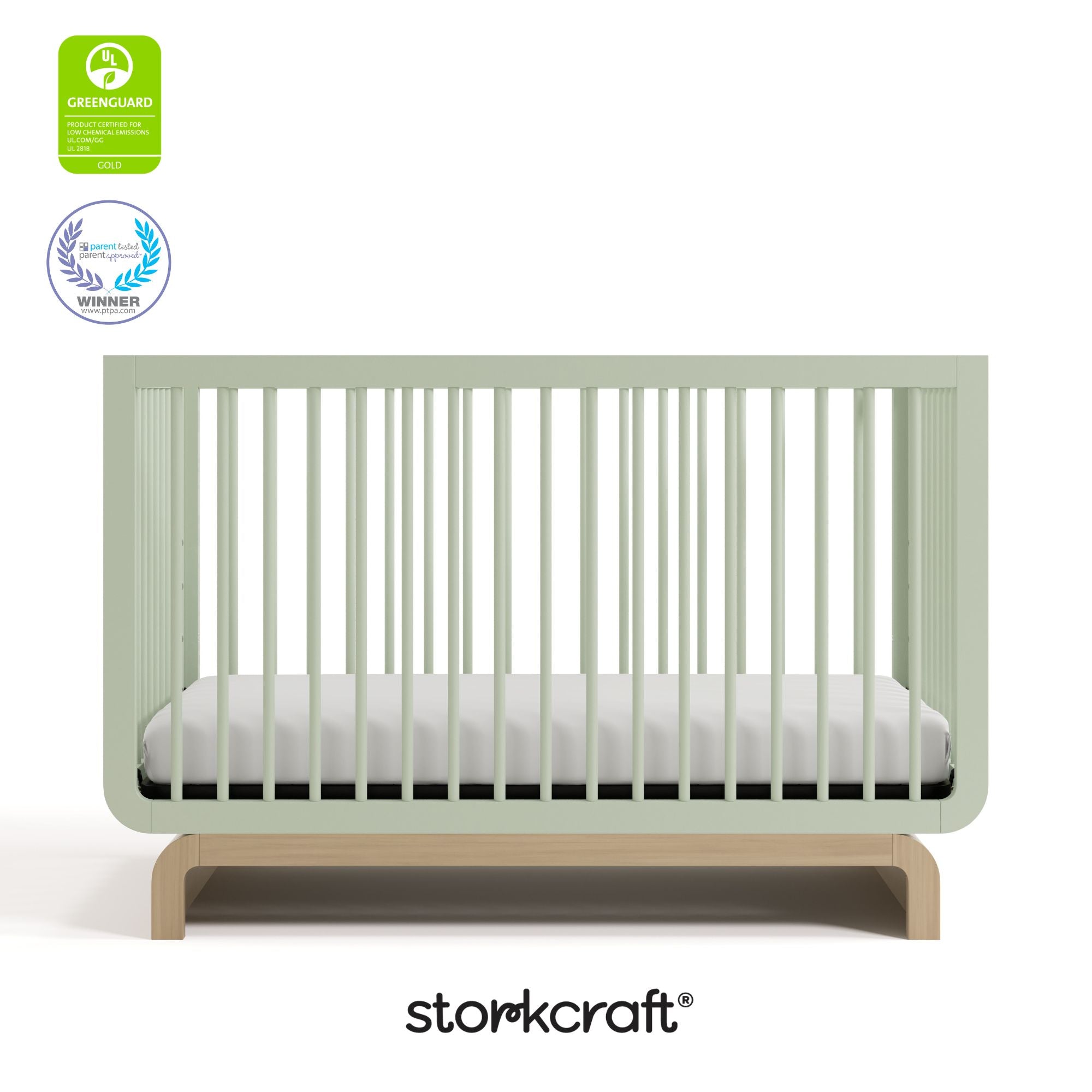 Santorini sage with driftwood crib certifications callout