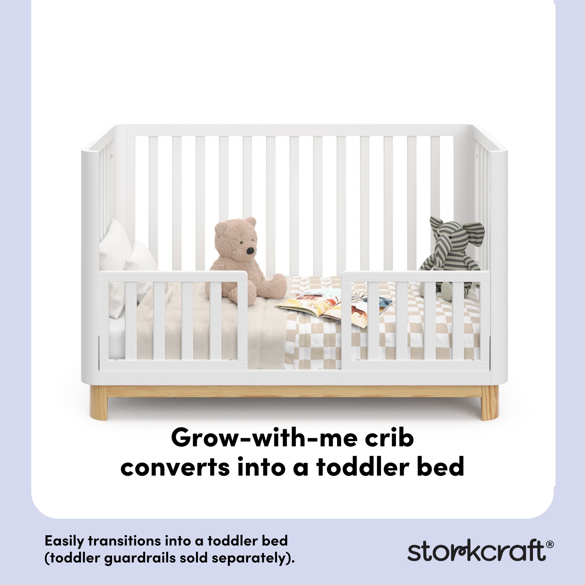 santos white with natural crib toddler bed callout