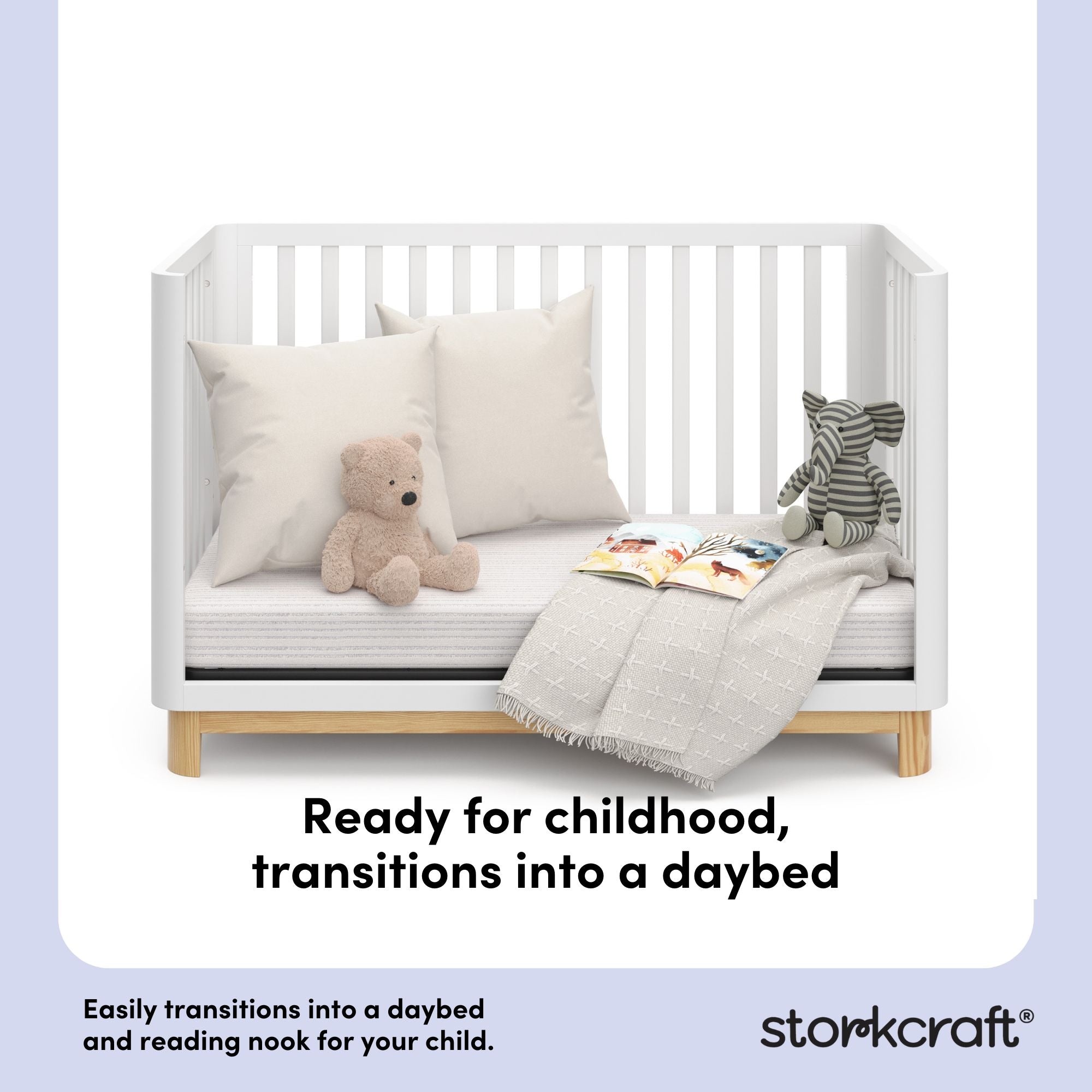 santos white with natural crib daybed callout