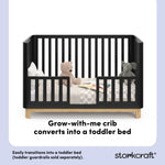 santos black with natural crib toddler bed callout