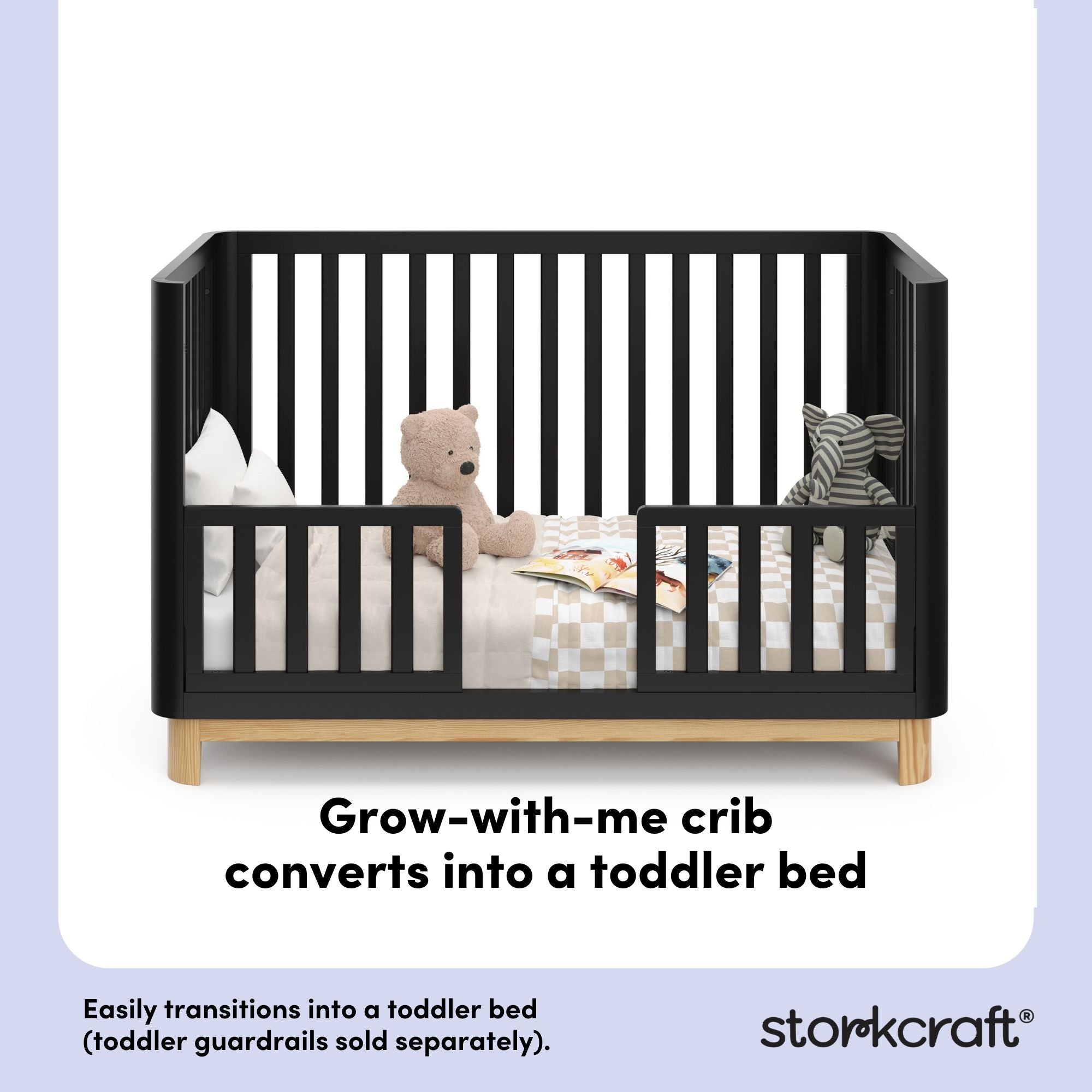 santos black with natural crib toddler bed callout