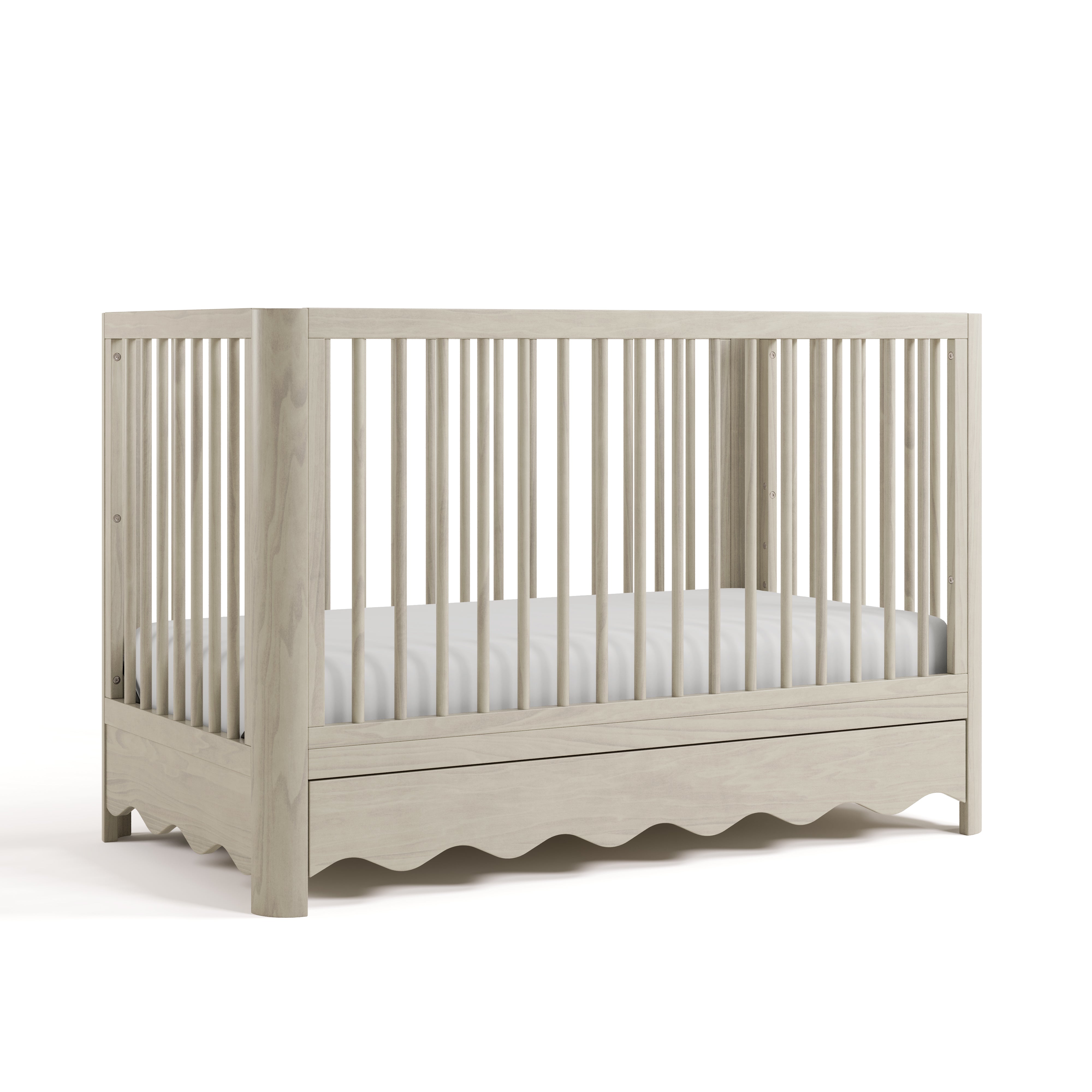 Storkcraft Casablanca 5-in-1 Convertible Crib in London Fog angled image