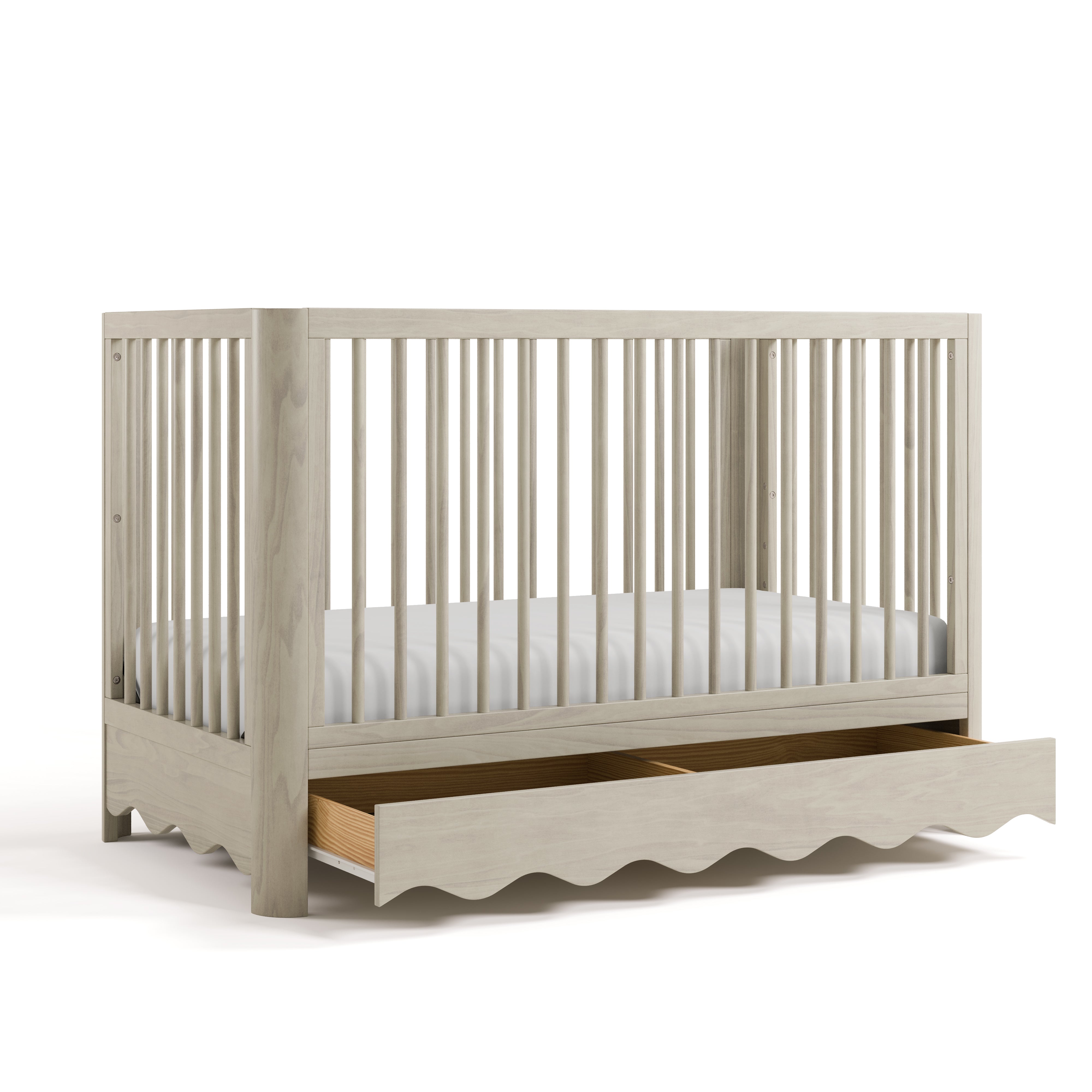 Storkcraft Casablanca 5-in-1 Convertible Crib in London Fog angled
image