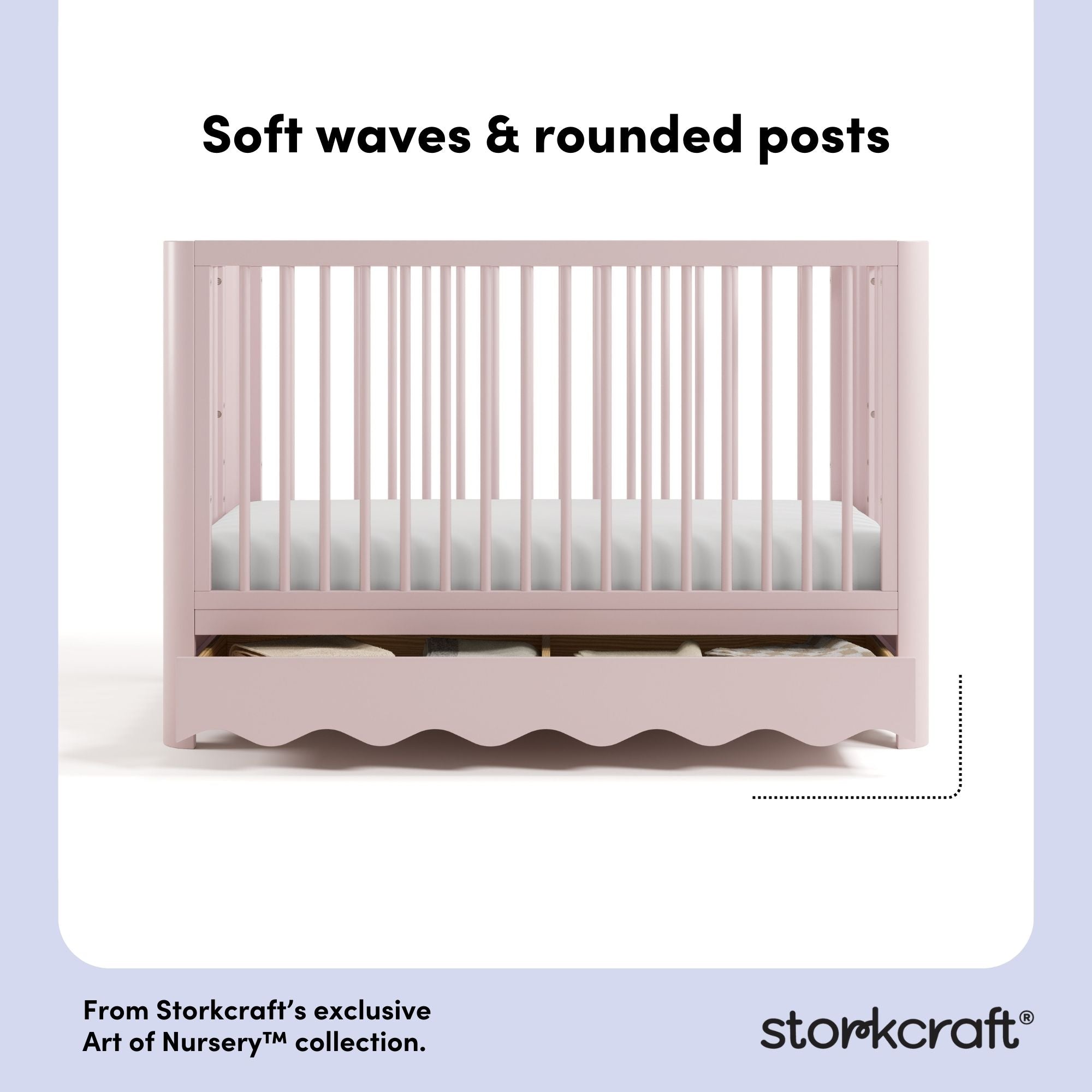 Casablanca blush crib with drawer style callout