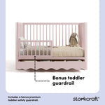 Casablanca blush crib with drawer toddler guardrail callout