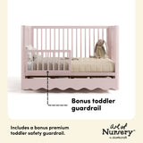 Casablanca blush crib with drawer guardrail callout