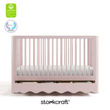 Casablanca blush crib with drawer with GGG and PTPA logos on top left