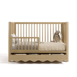 Casablanca driftwood crib with drawer converted to toddler bed with guardrail attached