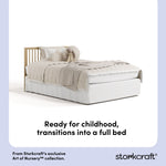 Casablanca driftwood crib with drawer full-size bed callout