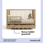 Casablanca driftwood crib in toddler bed conversion callout image