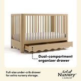 Casablanca driftwood crib with drawer storage drawer callout