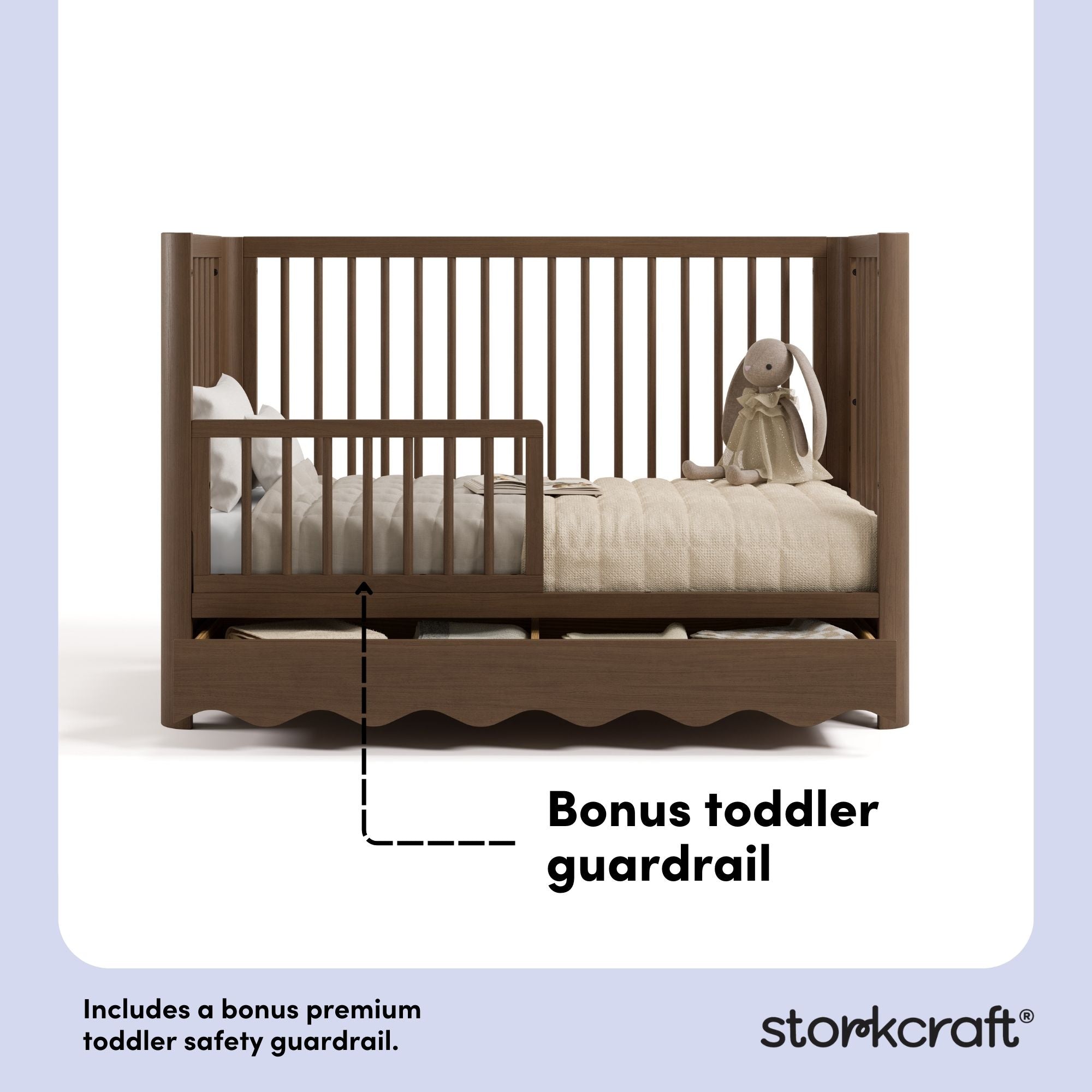 Casablanca hazelnut crib in toddler bed conversion callout image