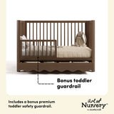 Casablanca hazelnut crib with drawer guardrail callout