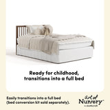 Casablanca hazelnut crib with drawer full-size bed callout