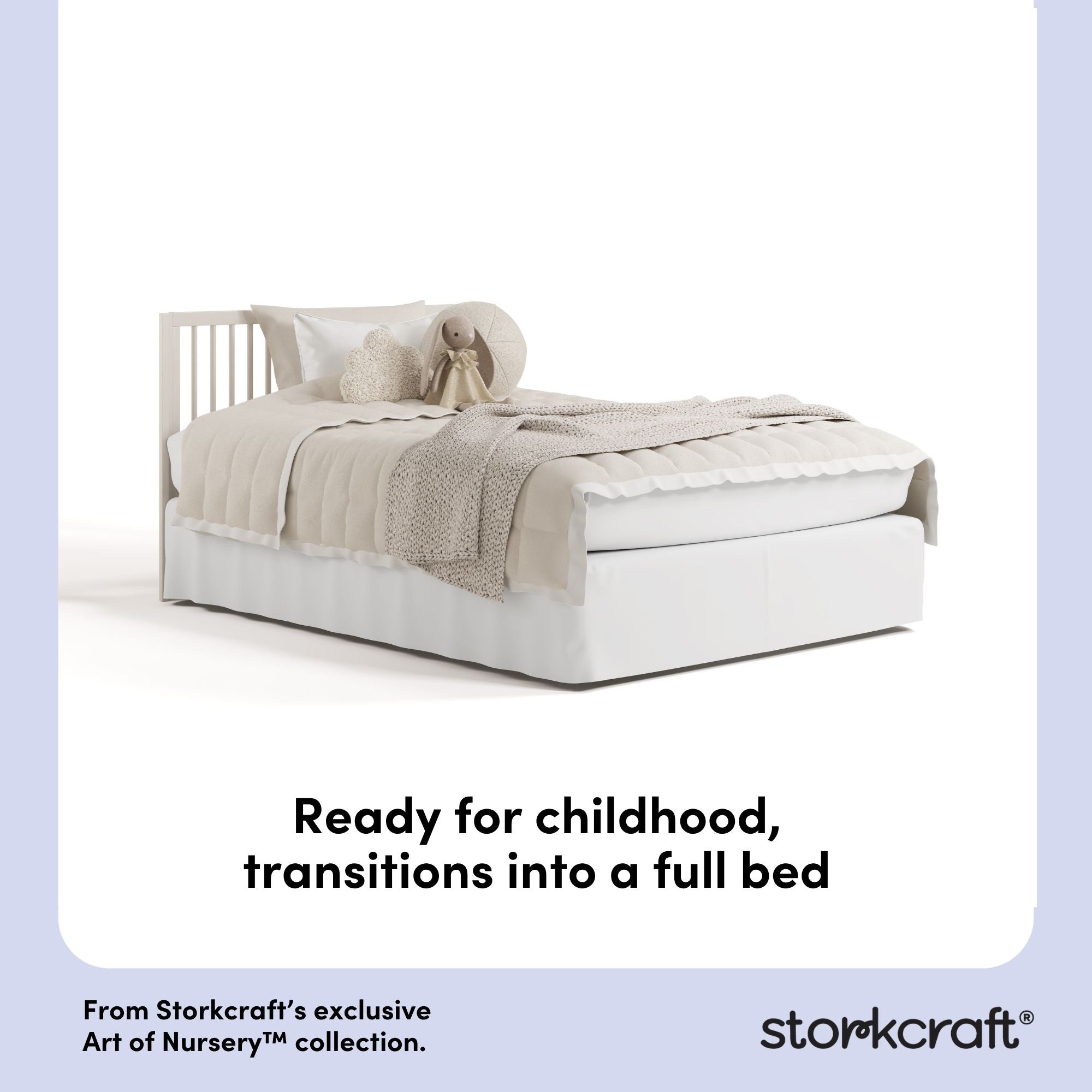 Casablanca frosted oat crib with drawer full-size bed callout