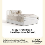 Casablanca frosted oat crib with drawer full-size bed callout