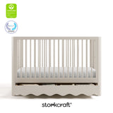 Casablanca frosted oat crib front view with GREENGUARD Gold ad PTPA logos on top left