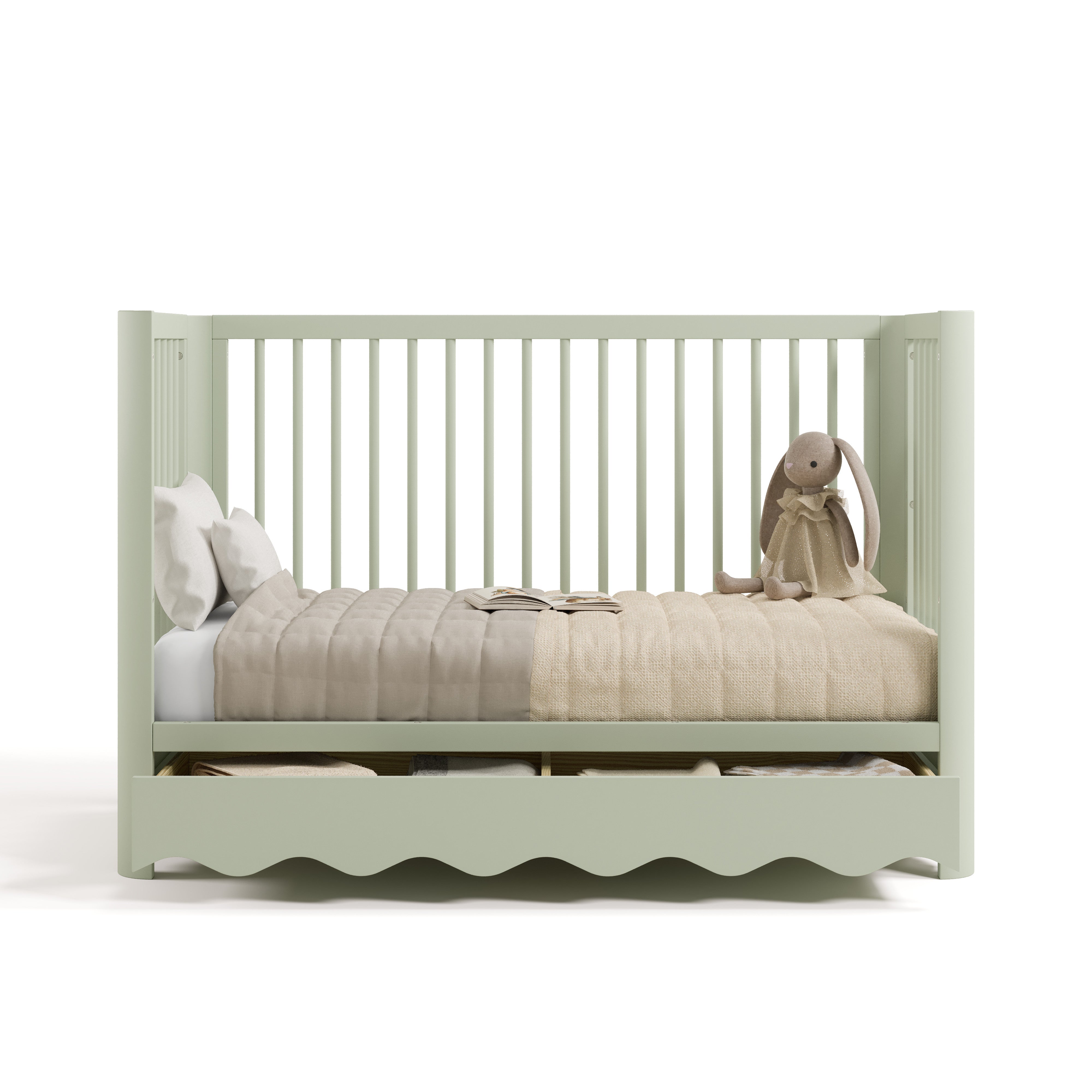 Casablanca sage crib with drawer converted to daybed