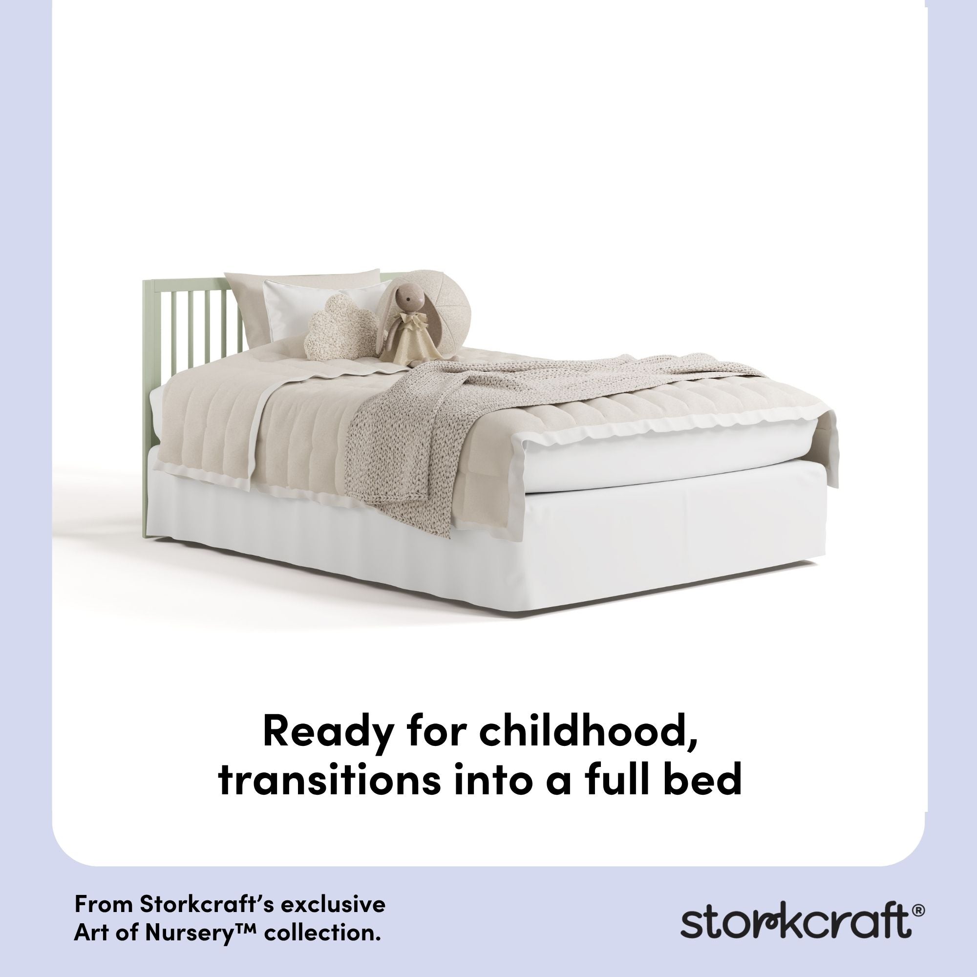 Casablanca sage crib with drawer full-size bed callout