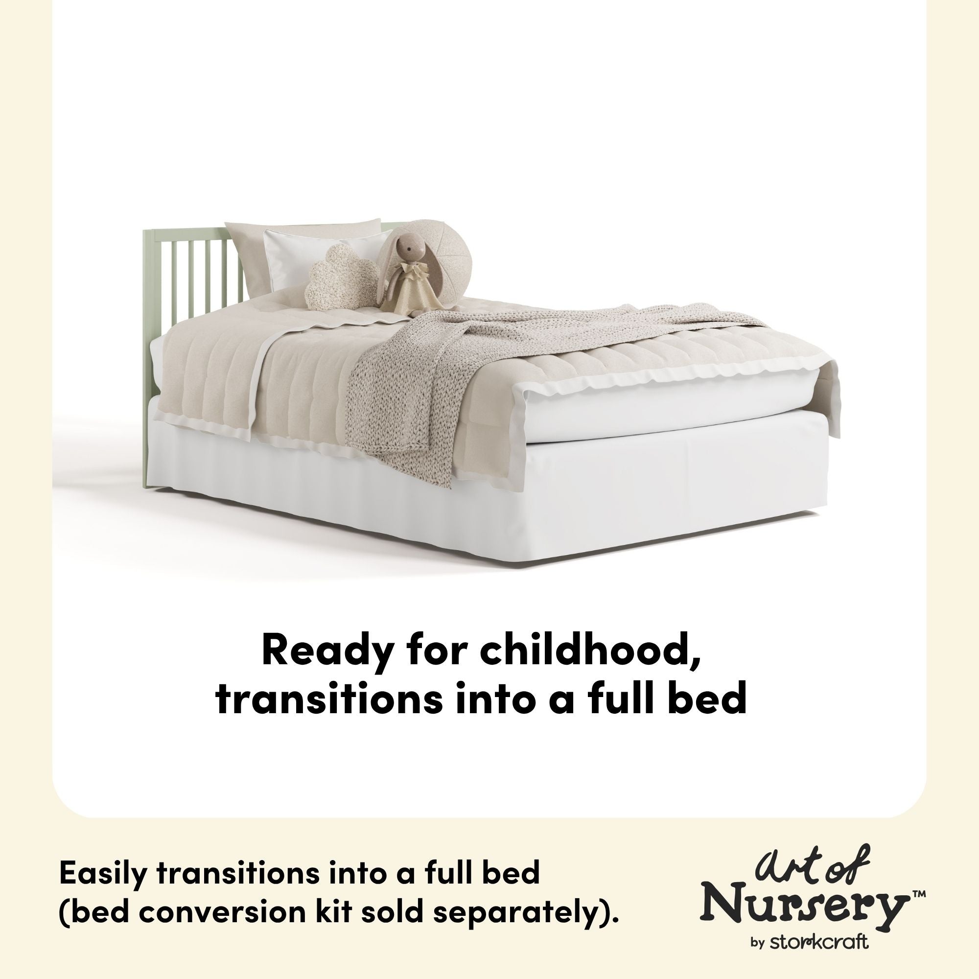 Casablanca sage crib with drawer full-size bed callout