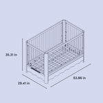 Casablanca crib illustration with dimensions indicated