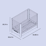 Casablanca crib illustration with dimensions indicated