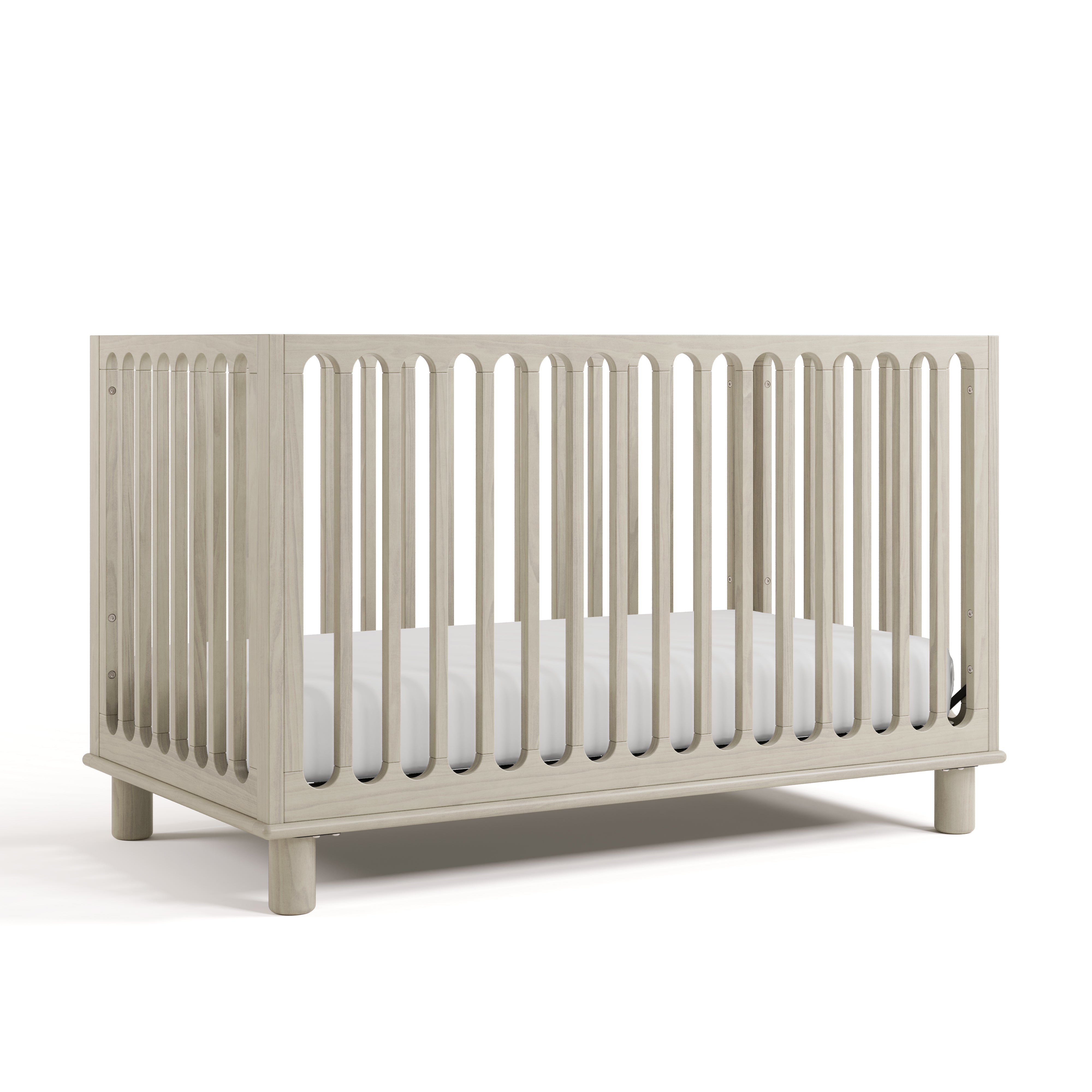 Storkcraft Sicily 3-in-1 Convertible Crib in London Fog angled image