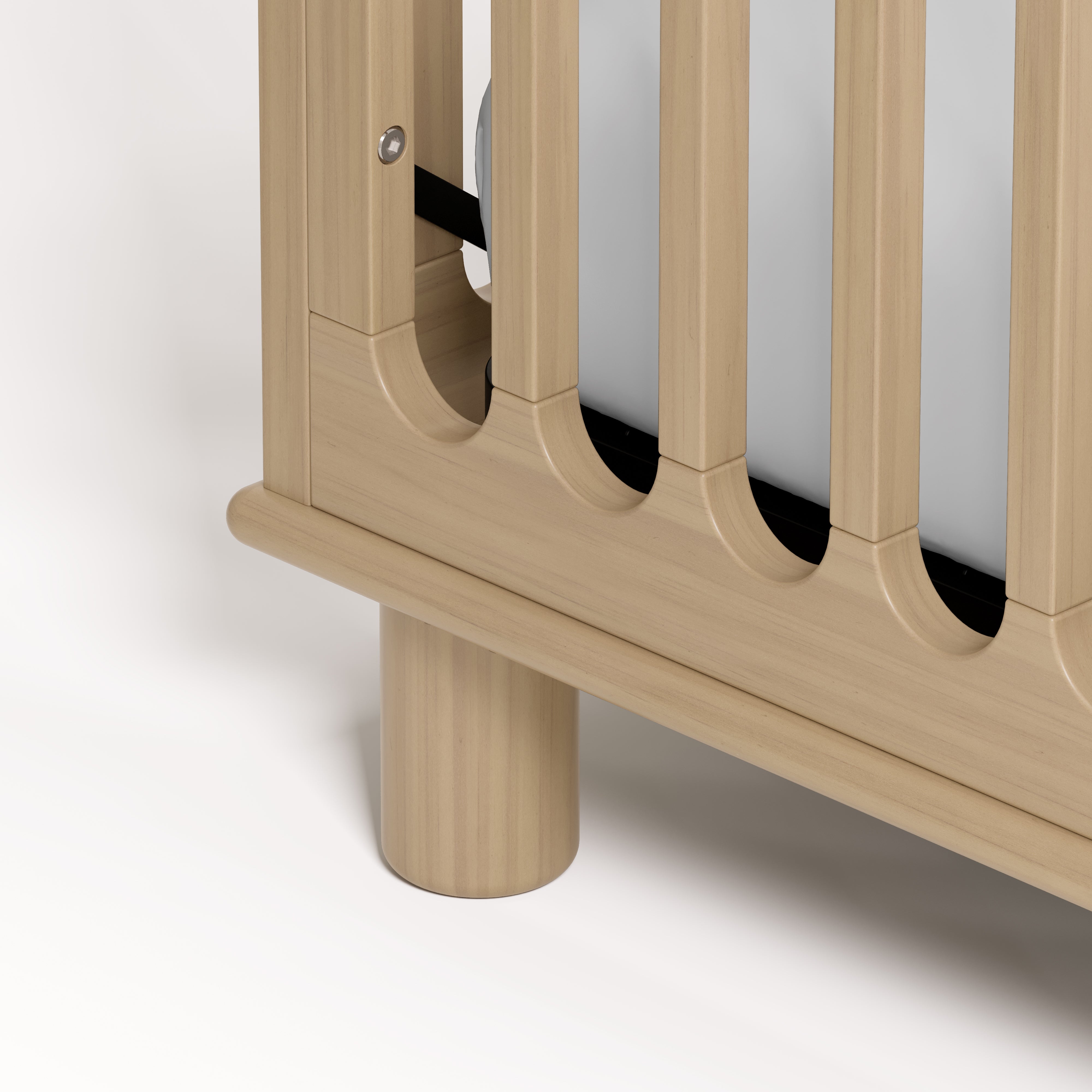 Sicily driftwood crib close up of cylindrical feet