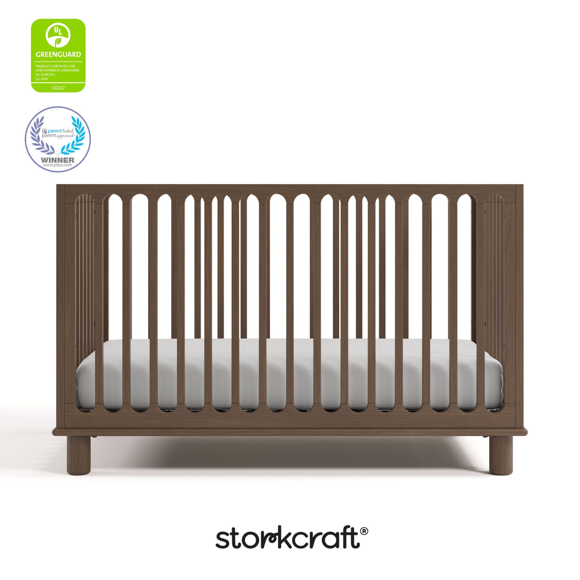 sicily hazelnut crib with GGG and PTPA logo on top left