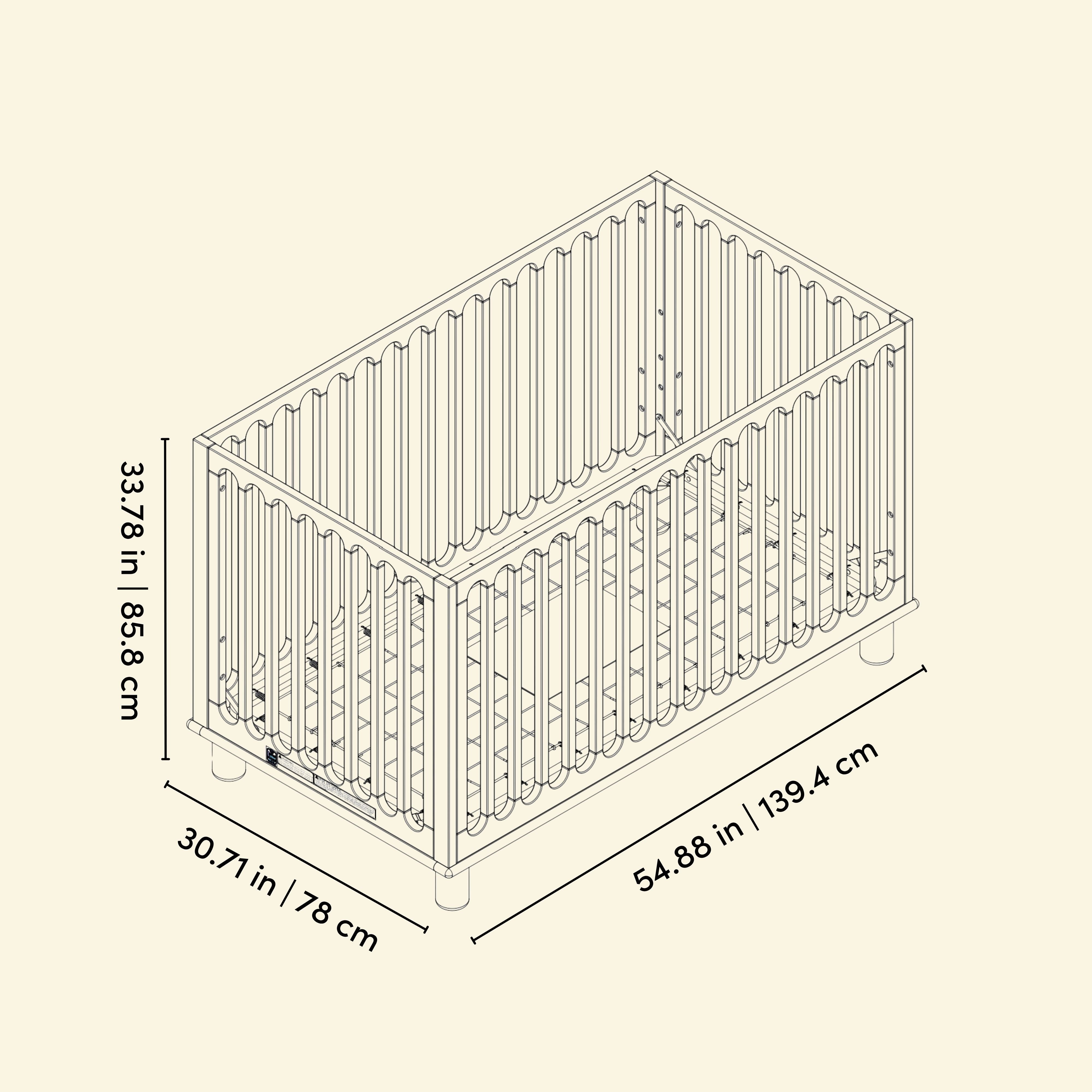 Storkcraft Sicily 3-in-1 Convertible Crib in London Fog dimensions