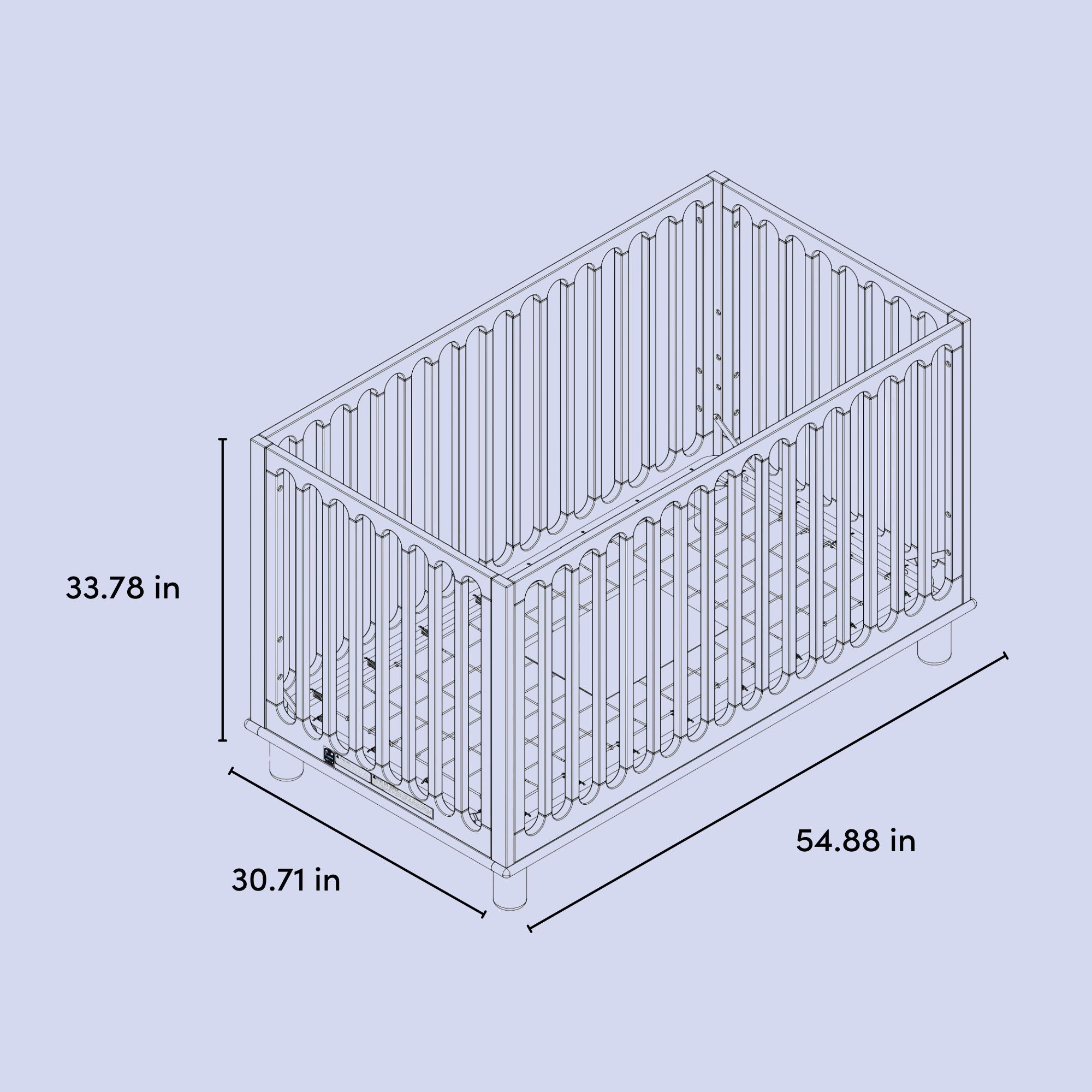 sicily crib drawing with dimensions