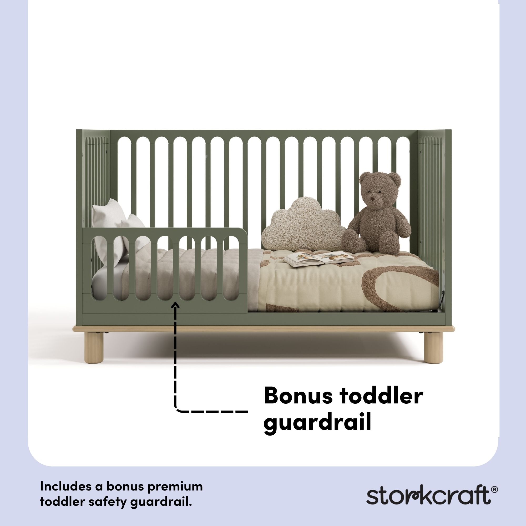 sicily olive with driftwood crib toddler bed conversion callout