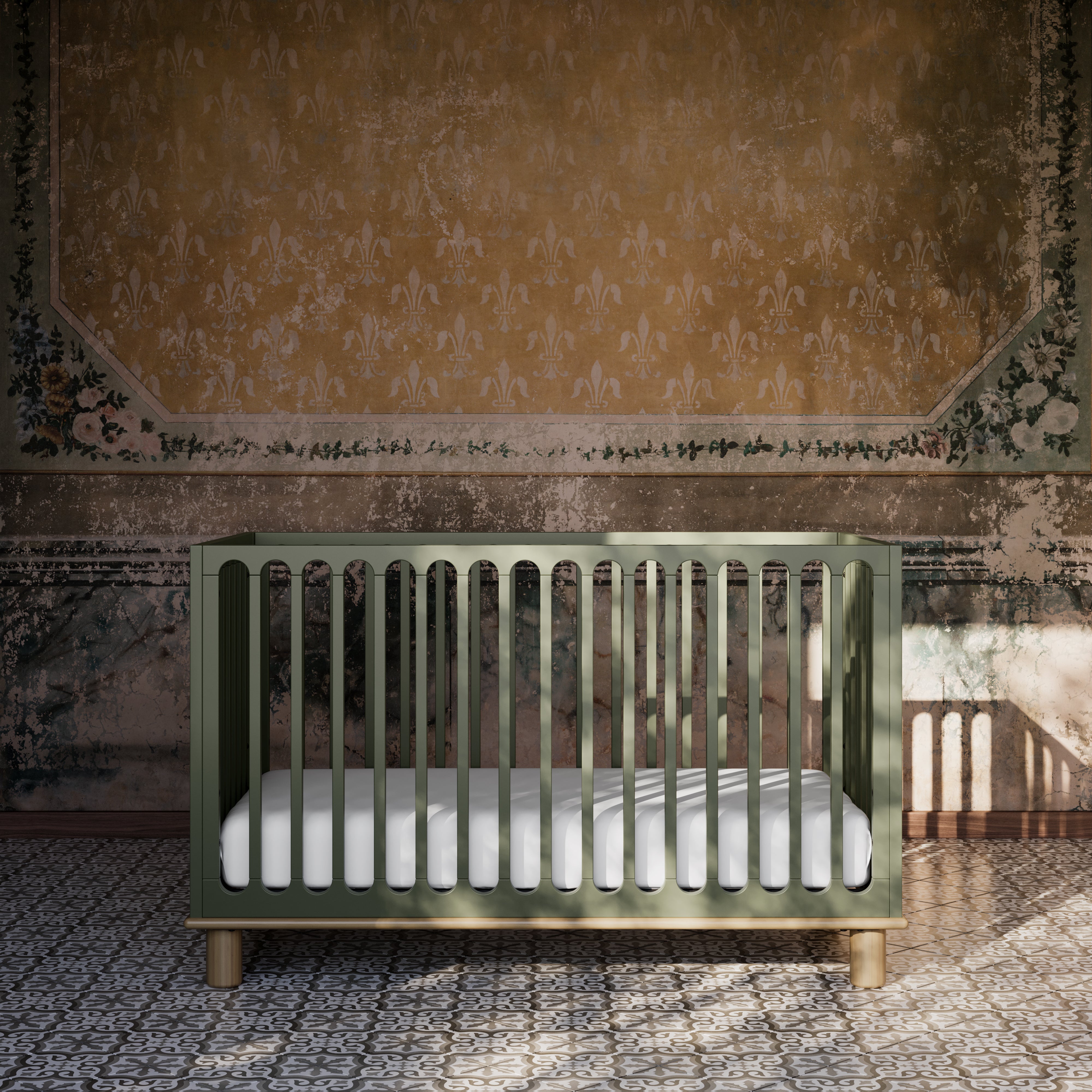 Sicily olive with driftwood crib in a nursery